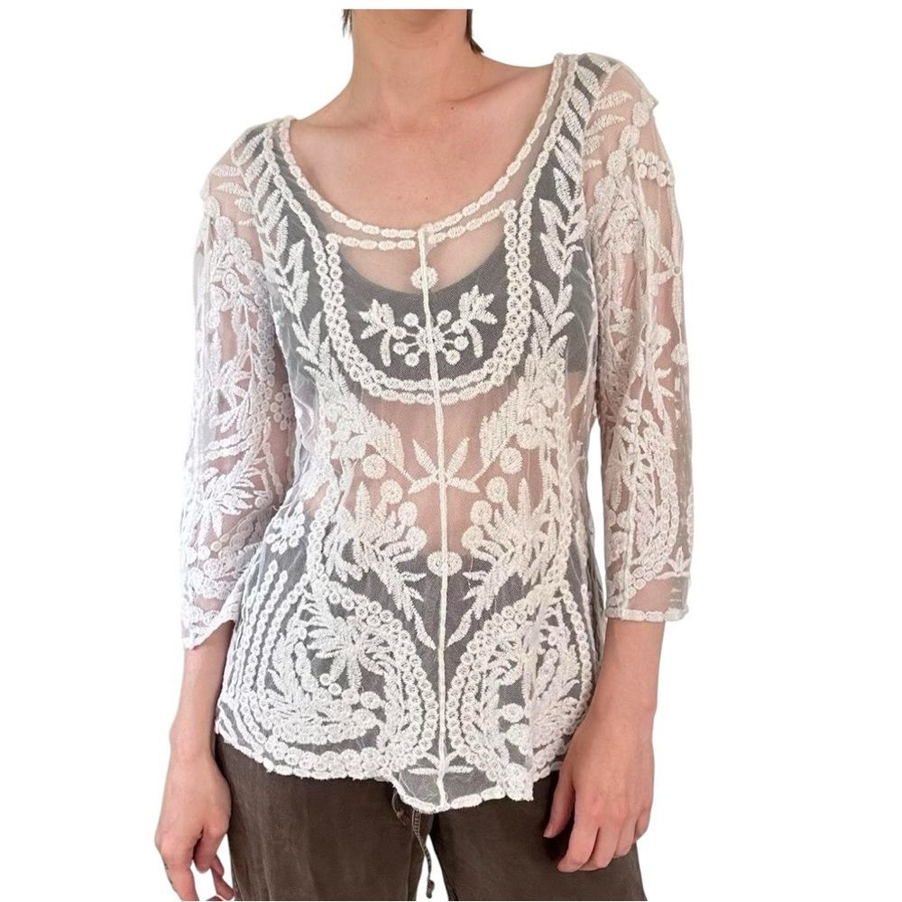 Saint Tropez West Pink Lace Top L